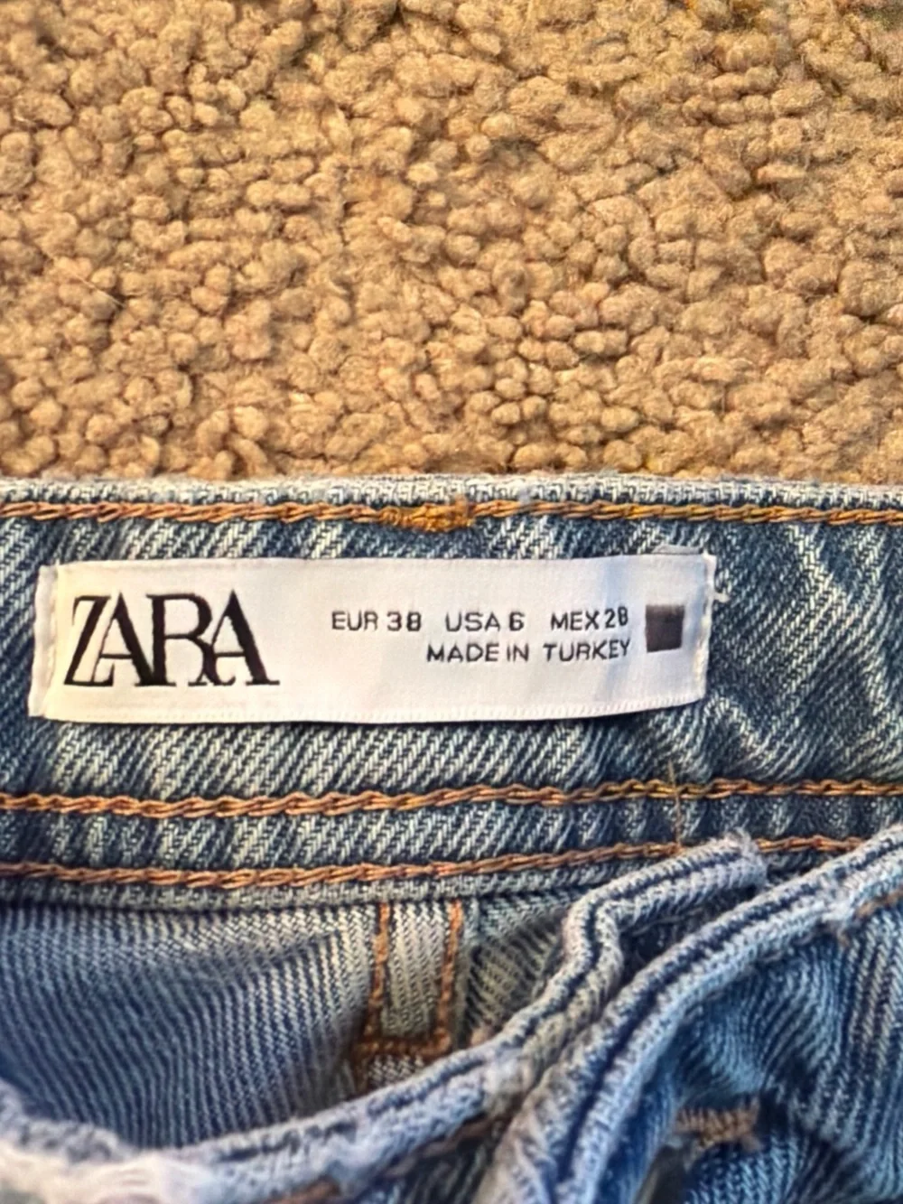 Zara Light Blue Ripped Straight-Leg Jeans